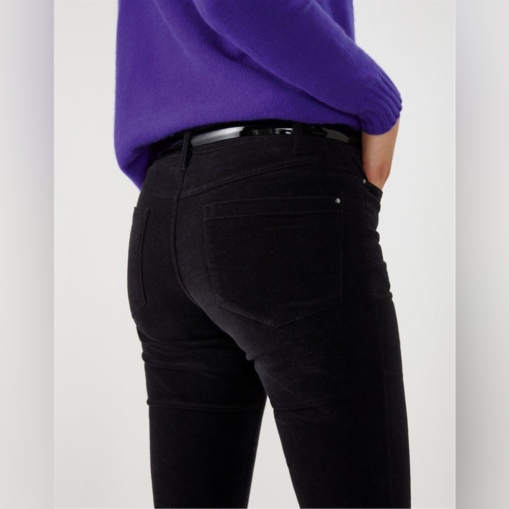 Pure Collection Black Velvet Jeans, Size 12 L